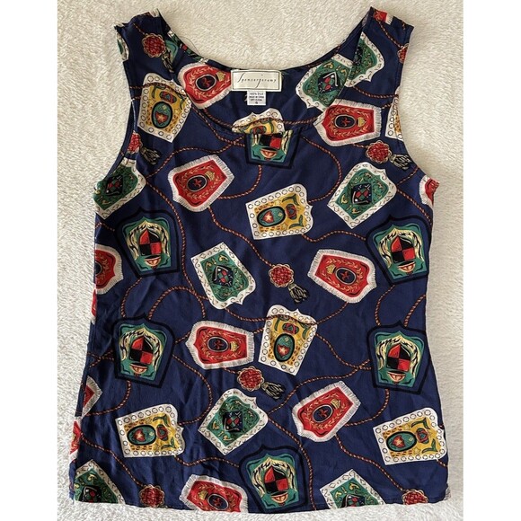 Spenser Jeremy Multicolor “family Crest” Silk Tank Size 4/US Small Classic - Picture 1 of 6